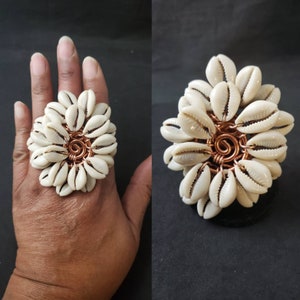 Cowrie Shell Ring, Cowrie Shell, Cowrie Shell Jewelry, Shell Ring, Statement Ring, Afrocentric Jewelry, Shell Ring, Big Ring