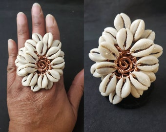 Cowrie Shell Ring, Cowrie Shell, Cowrie Shell Jewelry, Shell Ring, Statement Ring, Afrocentric Jewelry, Shell Ring, Big Ring