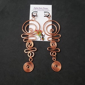 Gold, Copper, Silver Colored Wire Earrings, Aluminum Wire Earrings, Abstract Earrings, Afrocentric Earrings, Dangle Earrings,