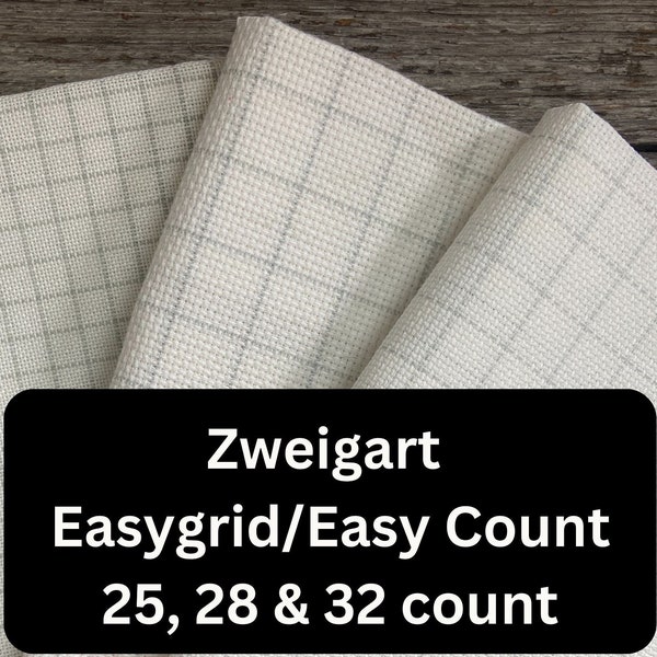 Zweigart Easygrid/easy count cross stitch fabric available in 25, 28 & 32 count lugana murano evenweave - 19 x 21 inches