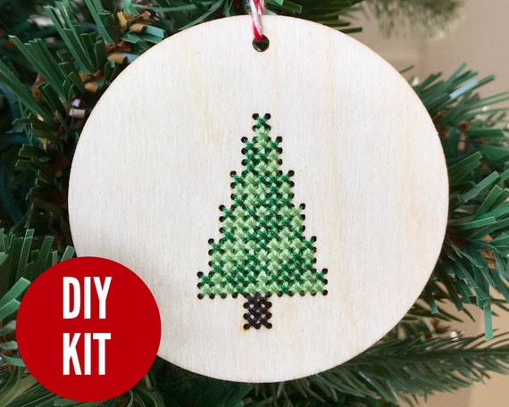 Adorno de árbol de Navidad kit de punto de cruz DIY - Etsy España