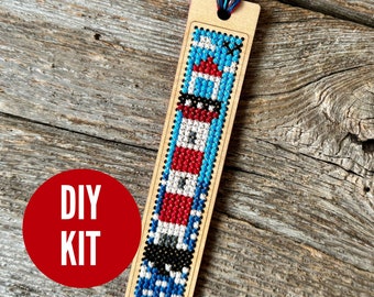 Lighthouse nautical bookmark DIY cross stitch/embroidery kit