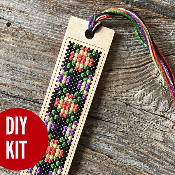 Vintage floral bookmark DIY cross stitch/embroidery kit