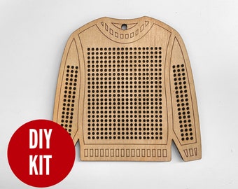 Design your own ugly sweater Christmas holiday ornament DIY cross stitch/embroidery kit