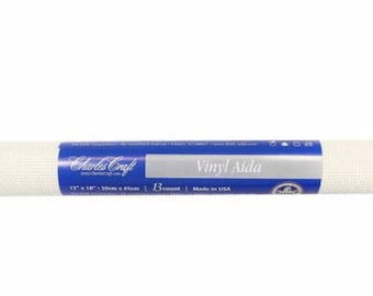 Charles Craft DMC vinyl Aida - 13 count - 12 inch by 18 inch white