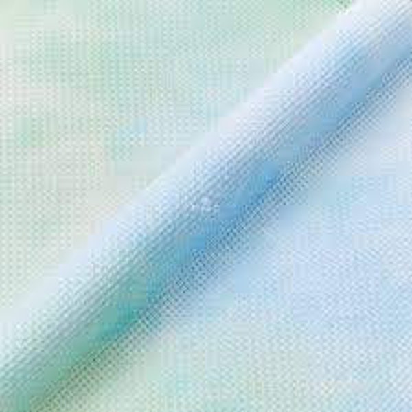 14 Count Morning Dew DMC Charles Craft AIDA  15" x 18" printed cross stitch needlepoint embroidery fabric (green & blue swirl tie-dye mix)