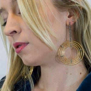Diamond Hoop Earrings - Diamond Hoops - Diamond Stick Earrings - Pave Diamond Earrings - Gold Hoops - Statement Earrings - Designer Jewelry
