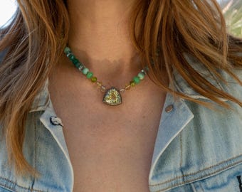 Multi Gemstone Hand Knotted Necklace, Hand Knotted Green Amethyst Necklace, Amethyst Necklace, Colorful Gemstone Necklace, Amethyst Jewelry