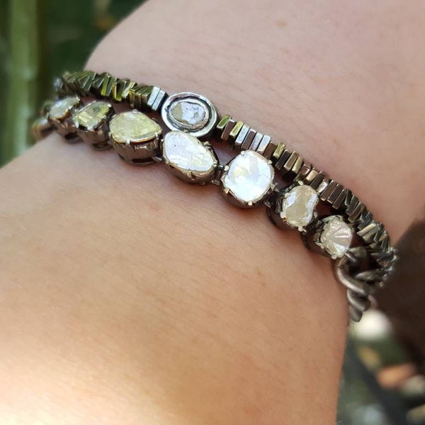 Rose Cut Diamond Bracelet, Diamond Bracelet, Polki Diamond Bracelet, Pave Diamond Jewelry, Tennis Bracelet, Statement Bracelet, Minimalist