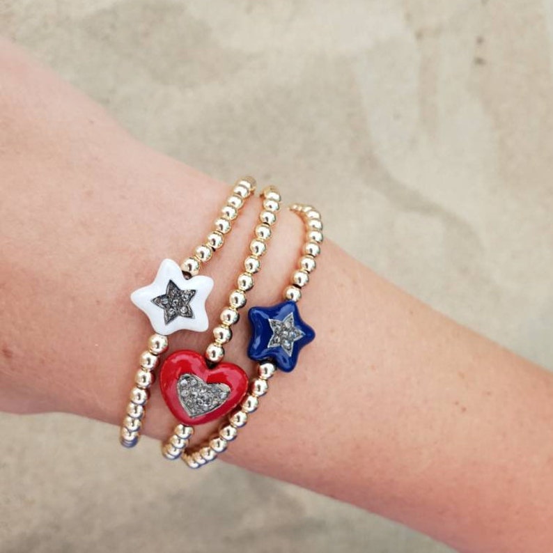 Enamel and Diamonds Charm Bracelet Bohemian Bracelet Stack Stackable Bracelet Pave Diamonds Jewelry Pave Diamonds Bracelet Beach