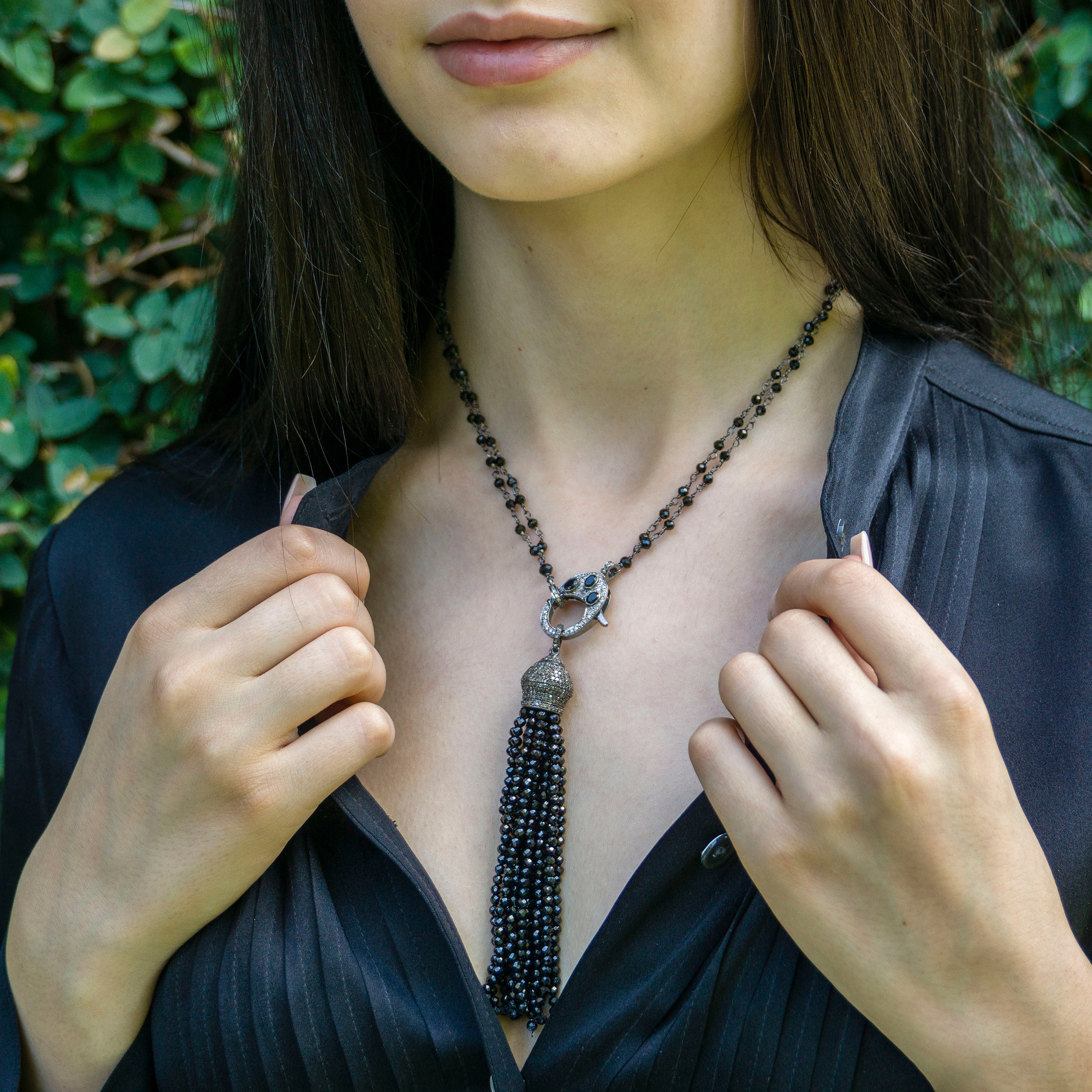 Black tassel necklace discount