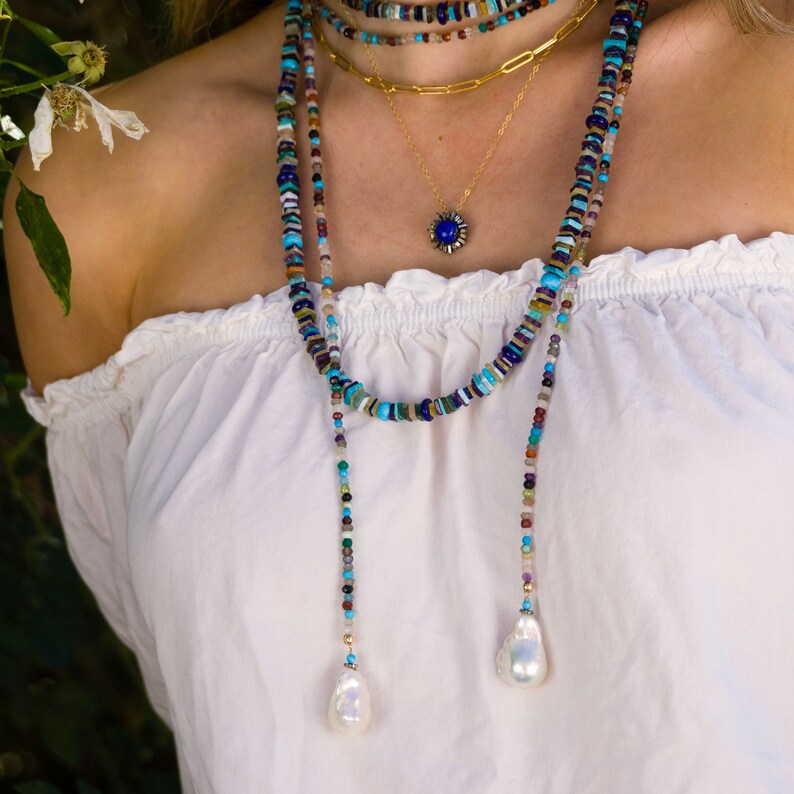 Multi-Stone Lariat Necklace