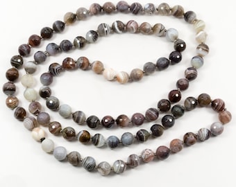 Handknotted Botswana Agate Necklace - Agate Necklace - Gemstone Necklace - Gemstone Jewelry - Long Beaded Necklace - Layering - Gift Idea
