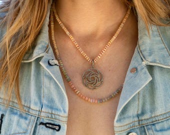 Diamond Flower Necklace, Diamond and Opal Necklace, Wedding Necklace, Rose Necklace, Bridal Jewelry, Ethiopian Opal Necklace, Luxury Gift