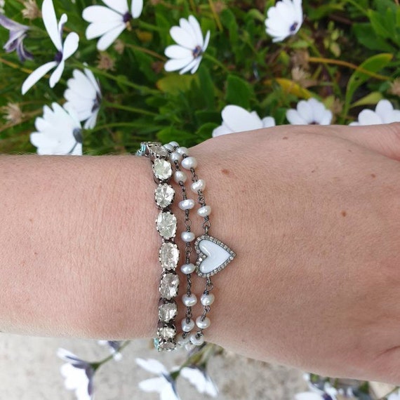 Diamond Heart Bracelet for Mom on Wedding Day