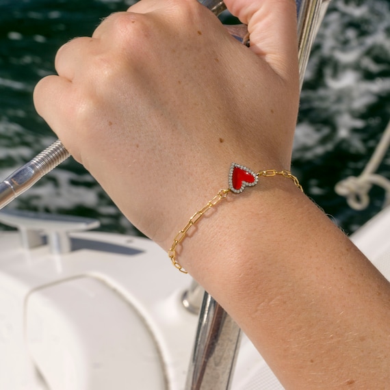 Diamond heart charm bracelet best sale