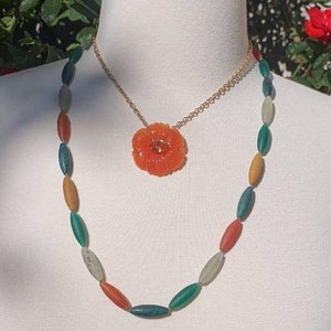 Multi Edelstein Handgeknüpfte Halskette, Erdig toned Edelstein Halskette, Perlen Edelstein Halskette, Malachit, Geschenk, Layering Edelstein Halskette