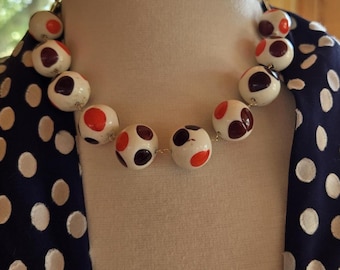 Colorful Summer Necklace, Vintage Millefiori Beads Necklace, Murano Glass Necklace, Layering Necklace, Polka Dot Necklace, Vintage Necklace