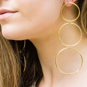 Gold Hoop Earrings, Diamond Hoop Earrings, Large Hoop Earrings, Long Gold Earrings, Long Earrings, Statement Earrings, Large Gold Hoops