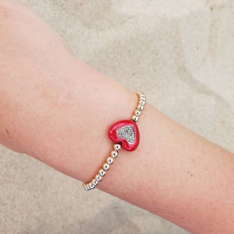 Enamel and Diamonds Charm Bracelet Bohemian Bracelet Stack Stackable Bracelet Pave Diamonds Jewelry Pave Diamonds Bracelet Beach