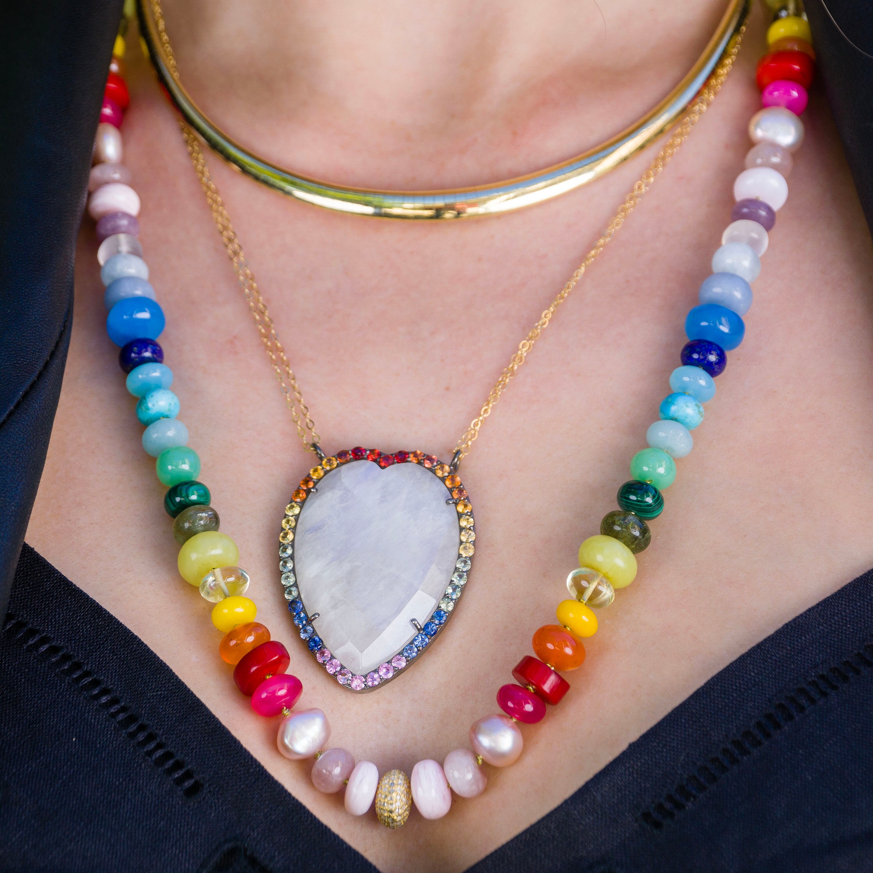 Multi Gemstone Hand Knotted Necklace 