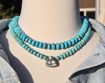 Turquoise Necklace, Hand knotted Turquoise Necklace, Amethyst Necklace, Arizona Turquoise Necklace, Layering Gemstone Necklace, Turquoise
