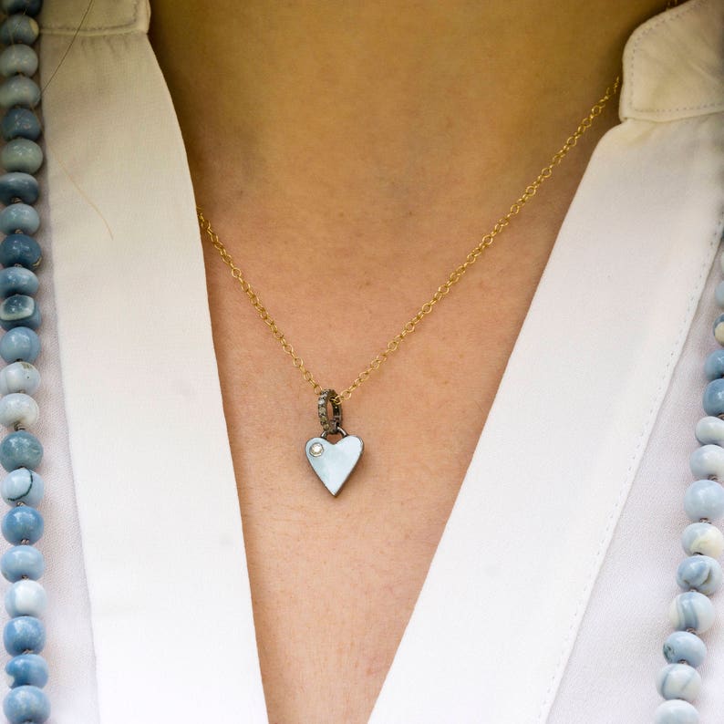 Layering Baby Blue Long Necklace Blue Opal Necklace Boho Opal Necklace Pave Diamonds Gemstone Necklace Handknotted Necklace