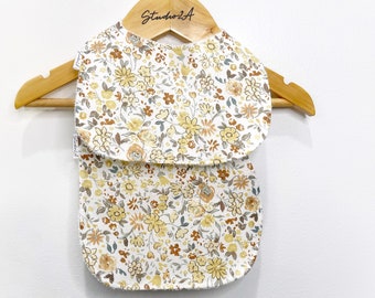 Yellow Mini Floral Baby Bib, Burp Cloth Set