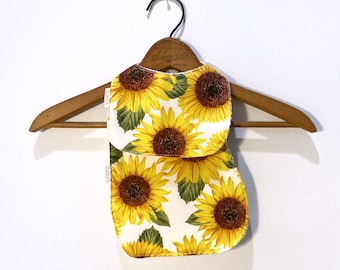 Sunflower Baby Bib, Burp Cloth Set