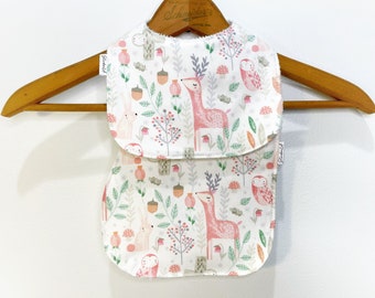 Pastel Woodland Baby Bib, Burp Cloth Set