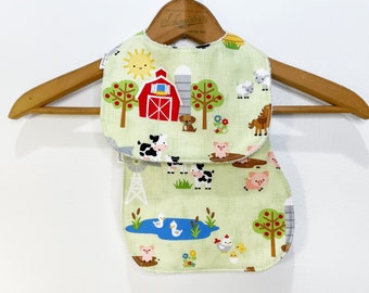 Down on the Farm Baby Bib, Burp Cloth Set