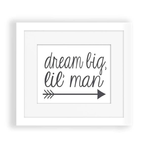 DIY Printable Boy Nursery Decor, Kid's Room Art, Dream Big Lil Man, Gray Grey, Nursery Art, Tribal Nursery, Baby Shower, Instant Download