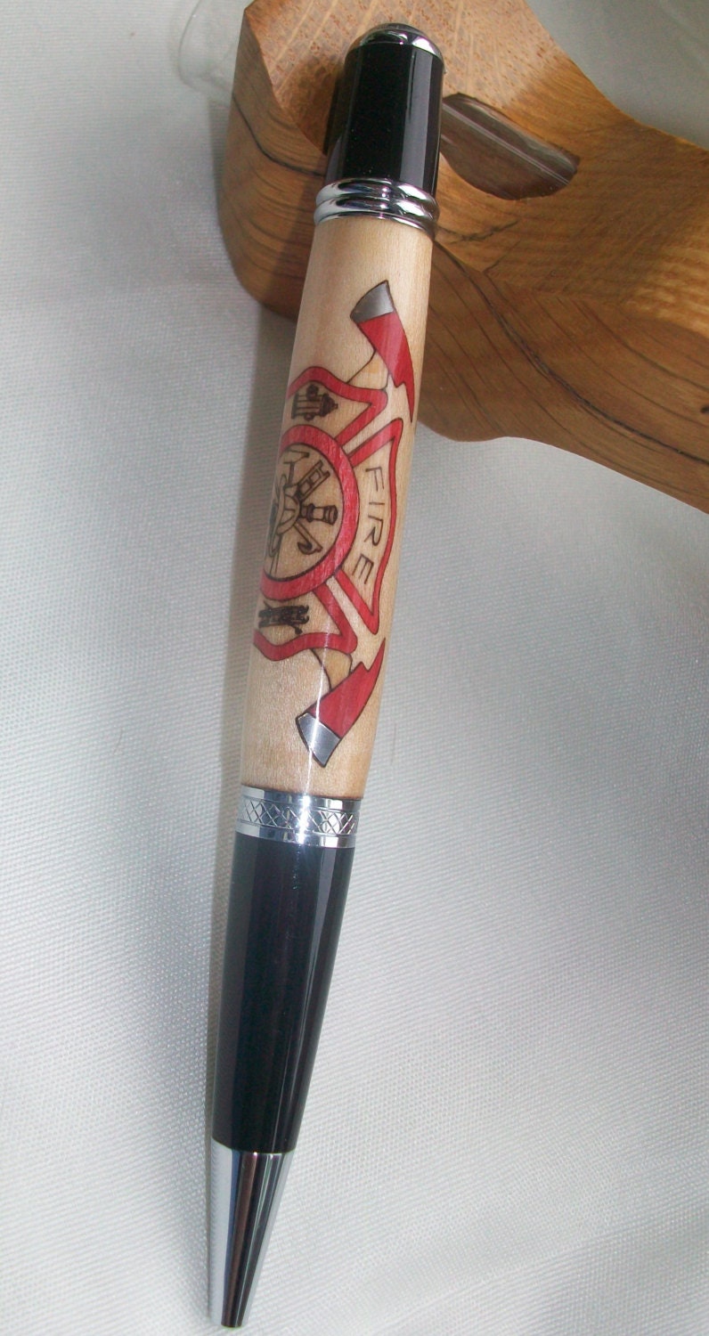 Inlay Wooden Fire Rescue Inlay Pen - Etsy