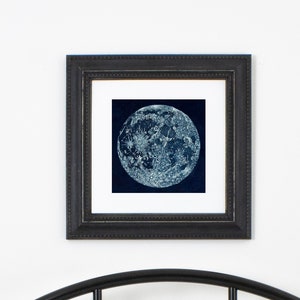 Blue moon giclee wall art print, Full moon wall decor