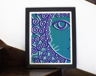 Teal Abstract Giclée Print, Viridian Gaze