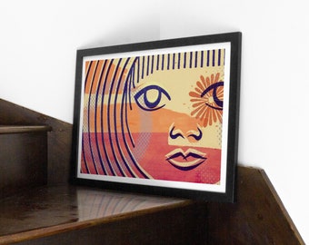 Abstract  sunrise or sunset, minimal portrait, stairwell or shelf decor