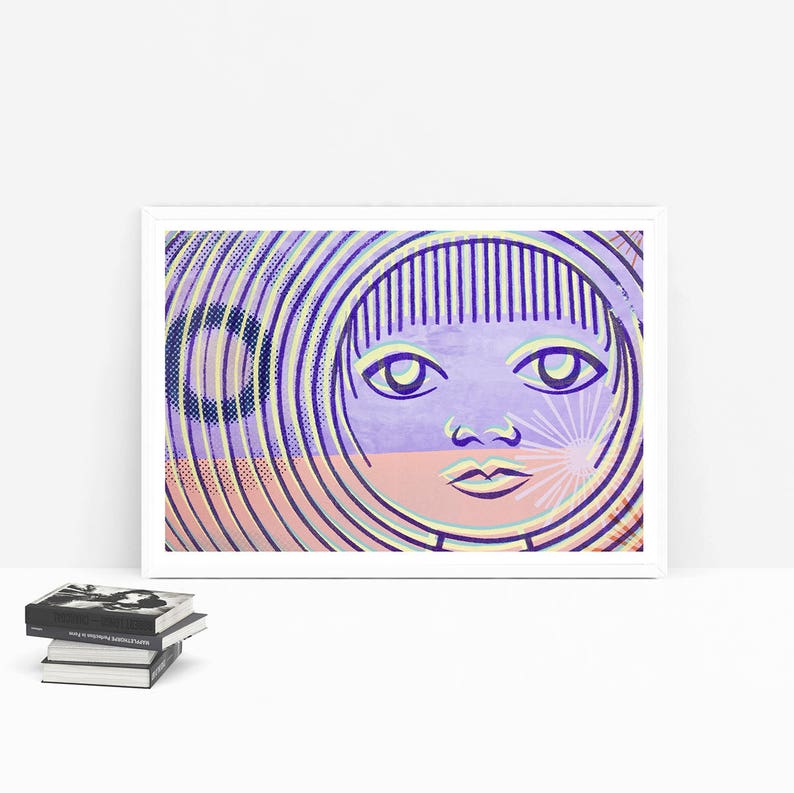 Pastel wall art abstract portrait room decor minimalist Etsy
