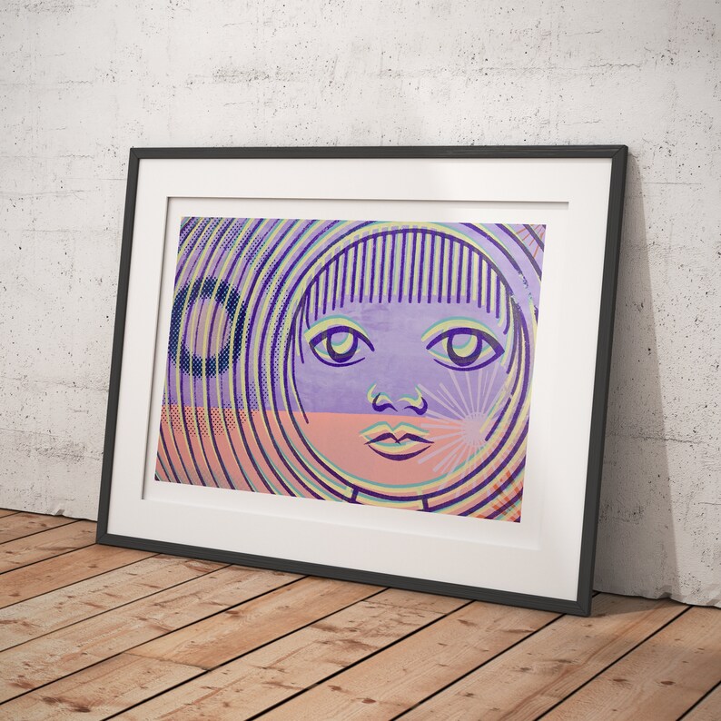 Pastel wall art abstract portrait room decor minimalist Etsy