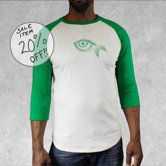 green and white baseball shirt