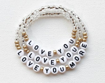 Single Add-On Bracelet to the Love You More Matching Mother Daughter Stretch Beaded Bracelet Set