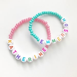 Colorful Kids Jewelry Personalized Rainbow Letter Bead Bracelet for Kids Name Bracelet for Girls Jewelry for Toddlers Bracelet Stretchy Bead