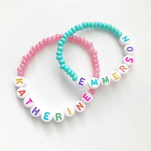 Colorful Kids Jewelry Personalized Rainbow Letter Bead Bracelet for Kids Name Bracelet for Girls Jewelry for Toddlers Bracelet Stretchy Bead