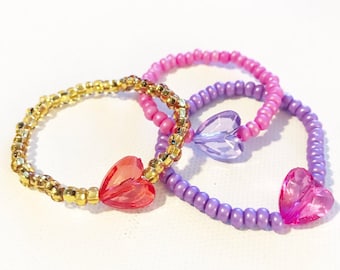 Toddler Jewelry for Girls, Girls Friendship Bracelets, Kids Friendship Bracelets, Valentines Day Bracelet, Kids Valentines Jewelry, Hearts