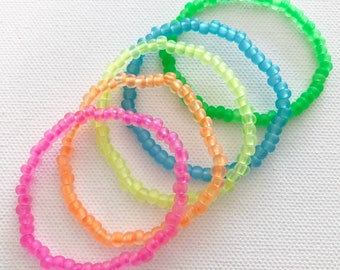 Neon Bracelet, Toddler Bracelet, Kids Jewelry, Stacking Bracelets, Seed Bead Bracelets, Stretch Bracelets, Neon Party Favors, Neon Jewelry