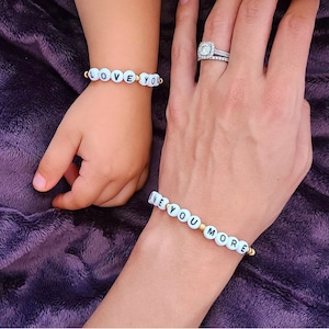 Love You More, Mother Daughter Bracelet, Mommy and Me Bracelet, Mommy and Me Outfits, Custom Bracelets, Mommy and Me Jewelry Matching image 2