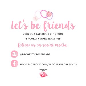 Puede incluir: Pulseras de cuentas rosas y moradas con una flor rosa sobre un fondo blanco. El texto "let's be friends" est&aacute; escrito en rosa. El texto "JOIN OUR FACEBOOK VIP GROUP" est&aacute; escrito en negro. El texto "BROOKLYN ROSE BEADS VIP" est&aacute; escrito en negro. El texto "follow us on social media" est&aacute; escrito en negro. El texto "@BROOKLYNROSEBEADS" est&aacute; escrito en negro. El texto "WWW.FACEBOOK.COM/BROOKLYNROSEBEADS" est&aacute; escrito en negro. El texto "Brooklyn Rose Beads" est&aacute; escrito en negro.