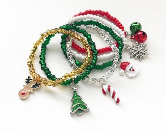Christmas Charm Bracelet Girls Stocking Stuffers for Kids Jewelry for Girl Gift for Kids Jewelry Christmas Bracelets Stocking Stuffer