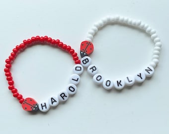 Ladybug Bracelet, Toddler Ladybug, Ladybug Gifts, Lady Bug Jewelry, Personalized Ladybug Bracelet, Toddler Name Bracelet, Lady Bug Outfit
