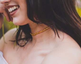 Simple Beaded Choker Necklace Stretch Seed Bead Necklace Dainty Beaded Gold Silver Black White Custom Stretchy Choker Necklace Elastic