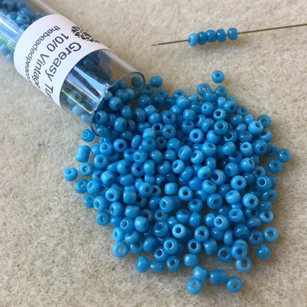 Greasy Turquoise - 10/0 Vintage Venetian Seed Beads - 25gm